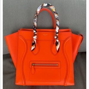 NEW CELINE MINI LUGGAGE PURSE ORANGE